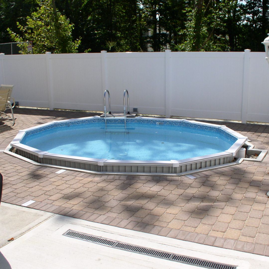 18' x 52" Aquasports Aluminum Panel Semi-Inground Round Combo Pool