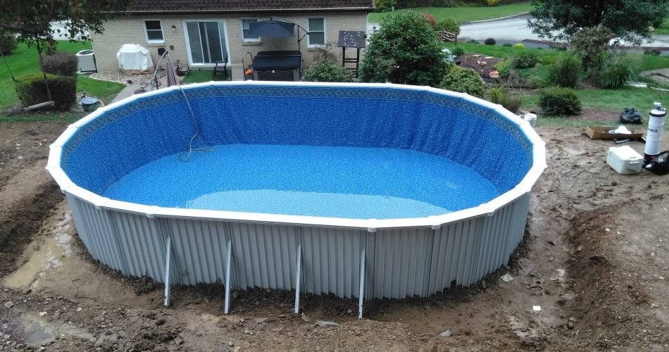 18' x 52" Aquasports Aluminum Panel Semi-Inground Round Combo Pool