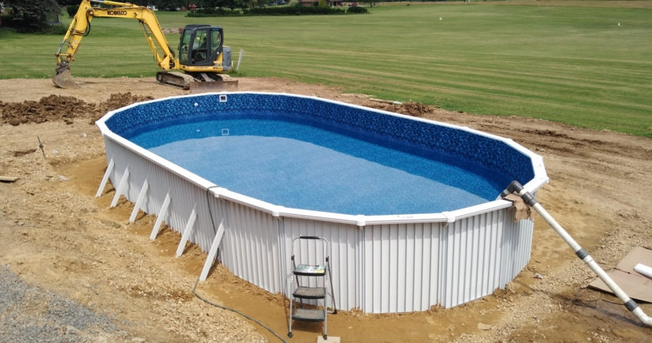 12' x 18' x 52" Aquasports Aluminum Panel Semi-Inground Oval Combo Pool
