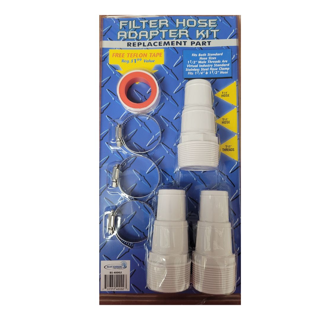 Blue Torrent Swimming Pool Filter Hose Universal Adapter Kit - 3 Adapters
