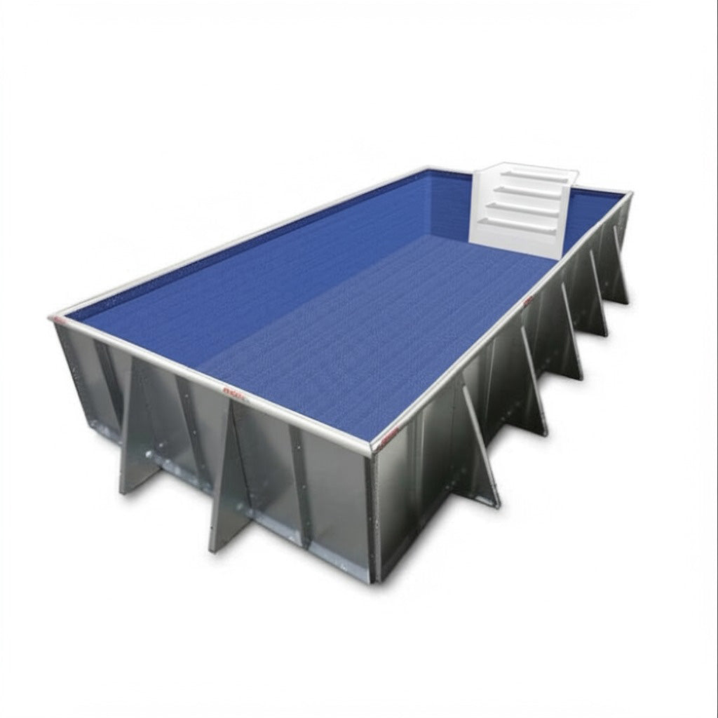 20' x 40' x 52" Rectangular Steel Semi Inground Pool Kit w 6" Radius ...