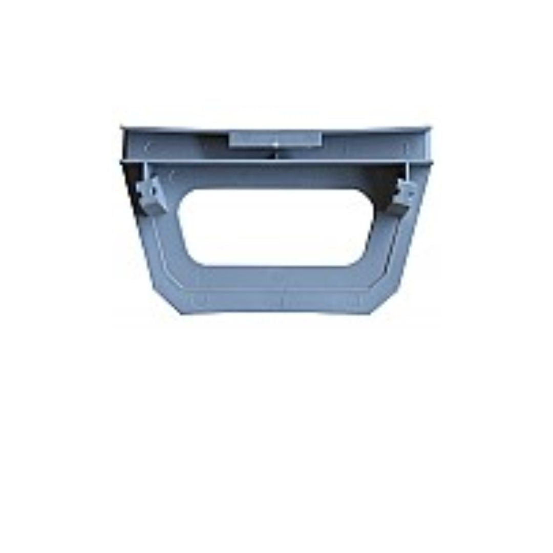 The Swimming Pool Discounters Tradewinds Resin Lower Joint #2280 is a gray, rectangular plastic pool frame part with an open center, angled corners, and tabs and clips, designed for use in Tradewinds resin pools.