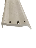 The Swimming Pool Discounters 10" Resin Radial Frame - Straight Top Seat 44 5/8" is displayed on a plain white background, featuring a beige textured finish and pre-drilled holes, similar in style to an oval pool top rail.