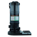 The 180 Sq Ft Black Diamond Cartridge Filter w Base by Swimming Pool Discounters features labeled instructions, multiple connection points, a filter base with grate section, and pump union for easy pool or spa installation.
