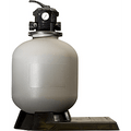 The SPD 23" Sand Filter with Base Only is a gray, round pool filter designed for swimming pool filtration, featuring a black control valve and base, shown against a plain white background.