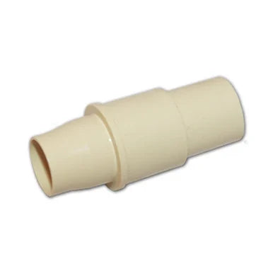 The SPD Doughboy Vac Adapter is a beige plastic connector with a tapered end and central ridge, ideal for joining two pipes like swimming pool vacuum hoses or as a pool skimmer adapter.