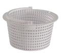 The Skimmer Basket Hayward SP 1096CA by Swimming Pool Discounters is a white, circular plastic basket with a grid design and top handle, made for use with Hayward SP 1096CA pool skimmers.