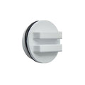 The Swimming Pool Discounters Hayward Threaded Return Plug with O Ring SP 1022C is a white, round plastic drain cover with two horizontal handles and a black rubber O Ring gasket, shown isolated on a white background.