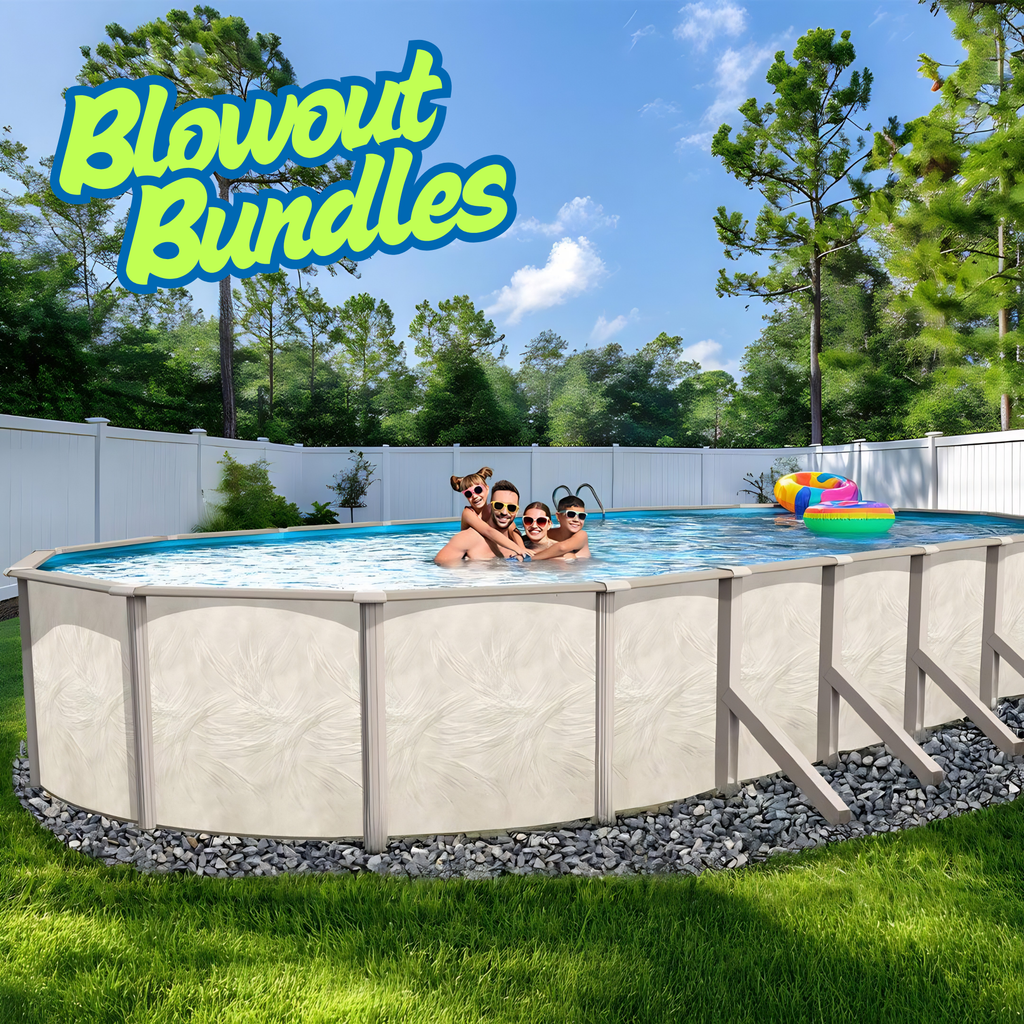 Braced Oval above ground swimming pool and equipment bundle package