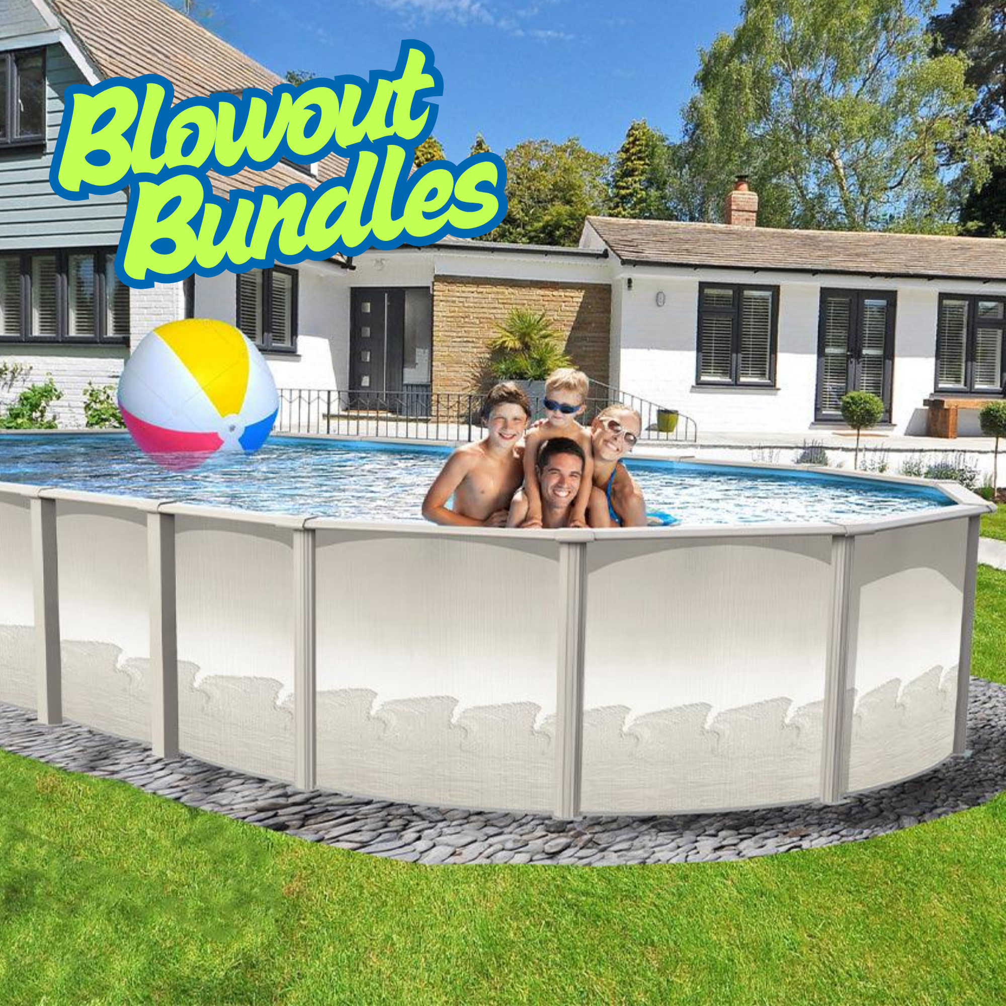 Oval above ground swimming pool and equipment bundle package