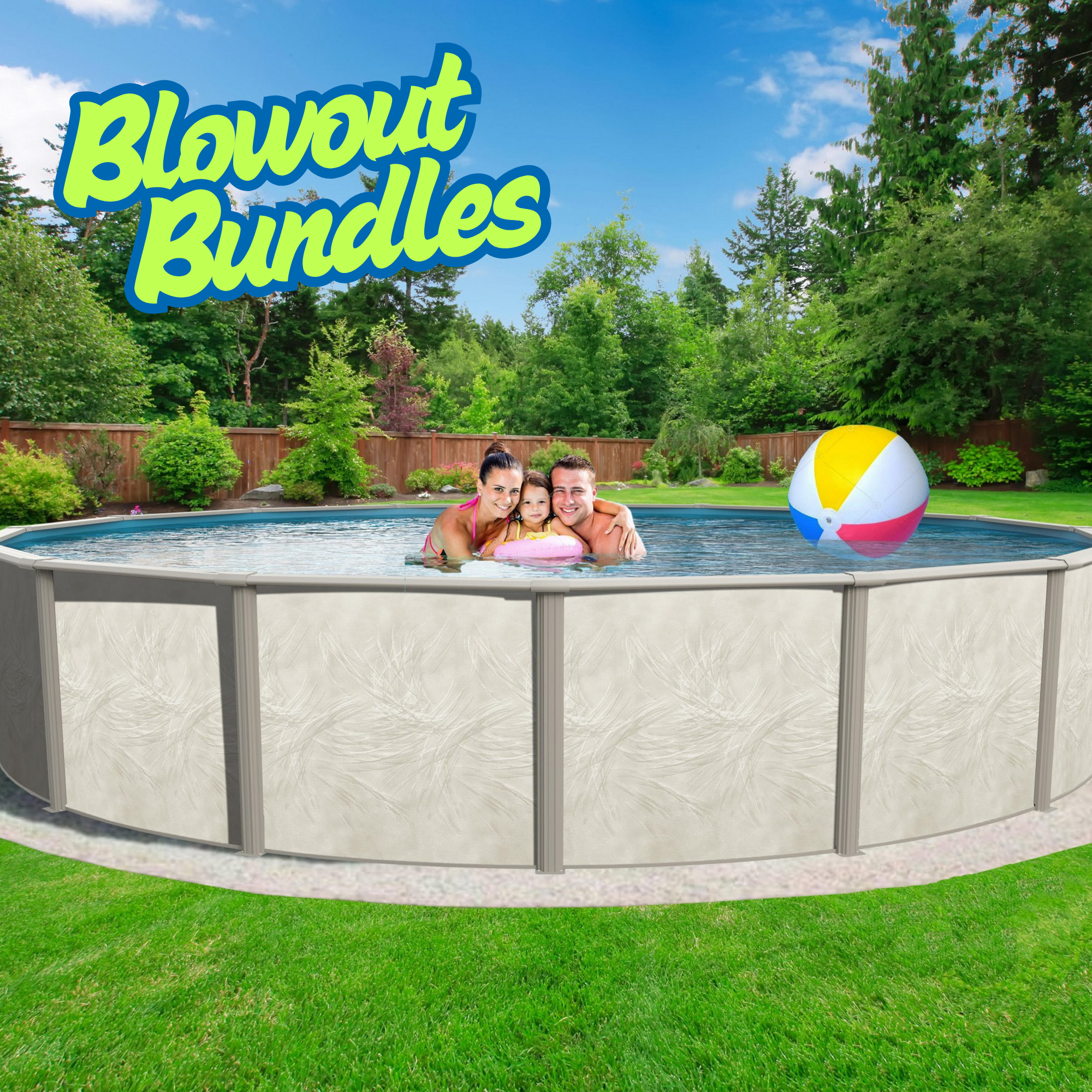 Above ground swimming pool and equipment bundle package
