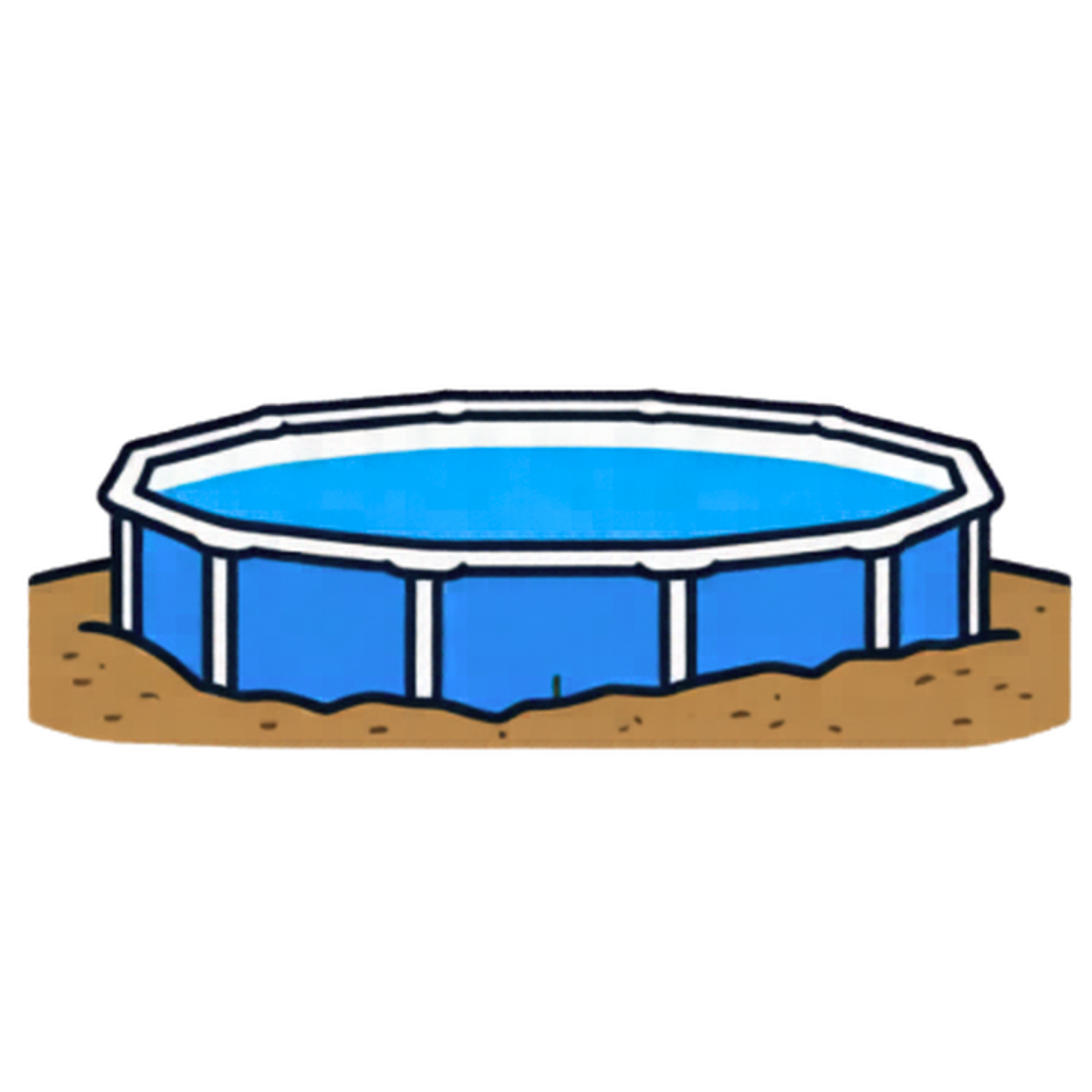 Cartoon illustration of an above-ground pool on a white background