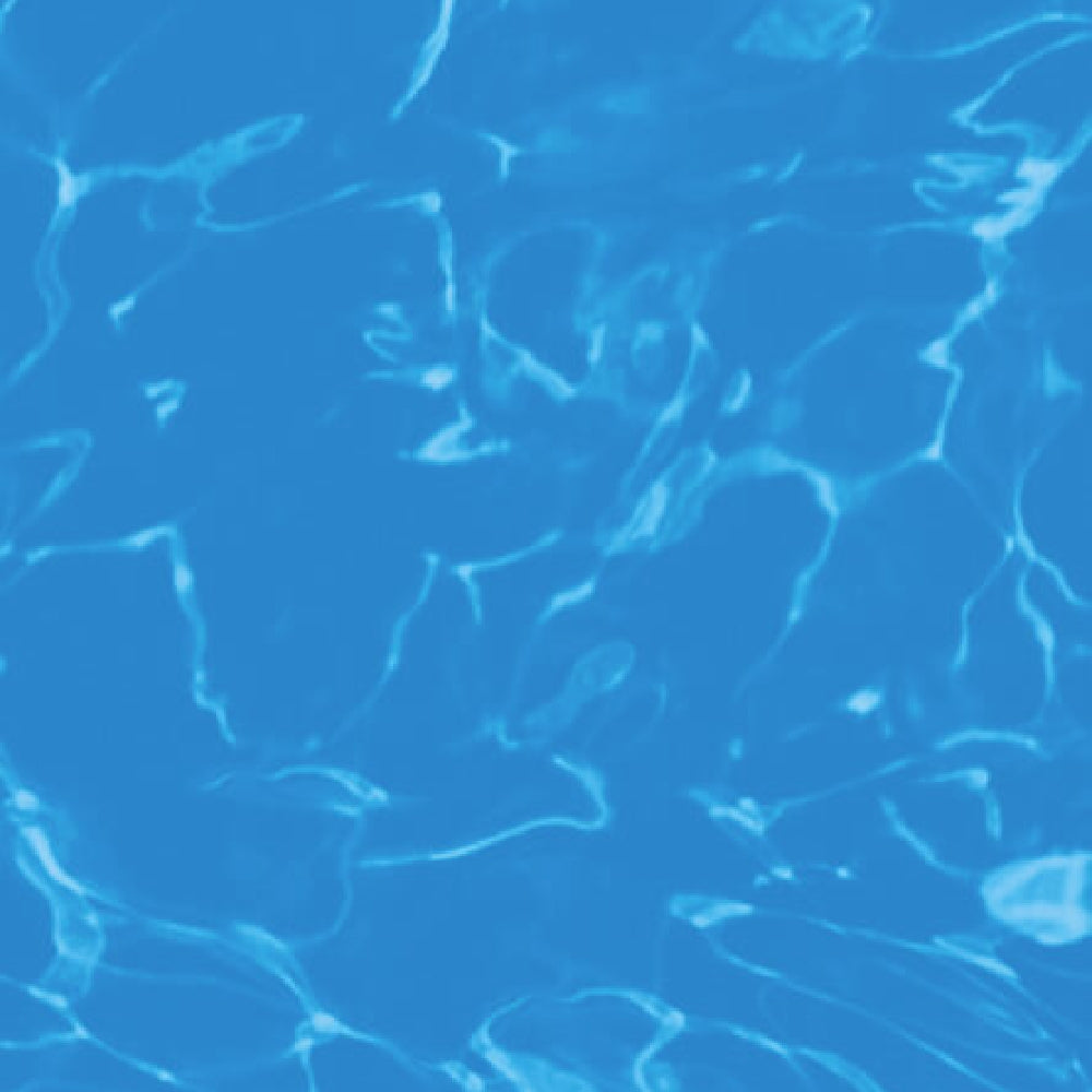 The Lomart 20 mil. Sunset Cove Full Print Overlap Expandable Depth Liner features a calm, refreshing pattern of clear blue water with ripples and light reflections, enhancing your pool with premium style by Lomart.