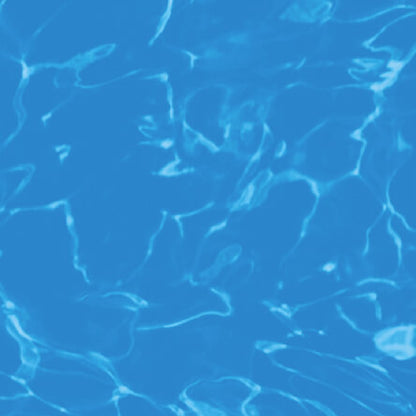 The Lomart 20 mil. Sunset Cove Full Print Overlap Expandable Depth Liner features a calm, refreshing pattern of clear blue water with ripples and light reflections, enhancing your pool with premium style by Lomart.