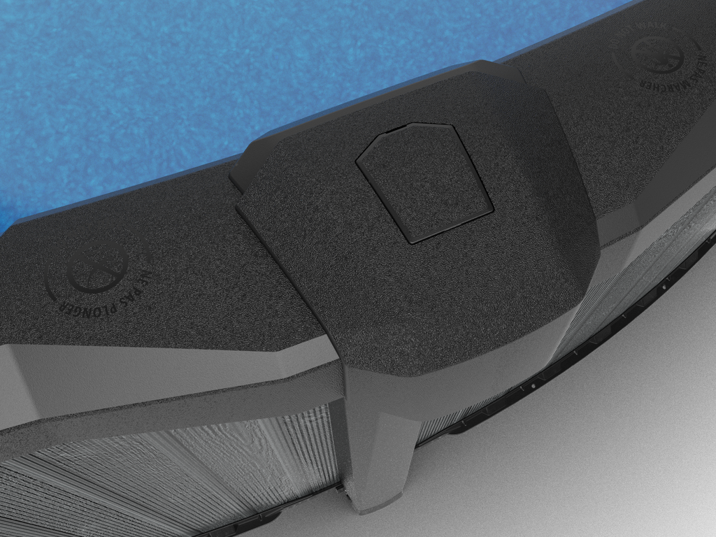 Close up of St. Germain swimming pool top caps