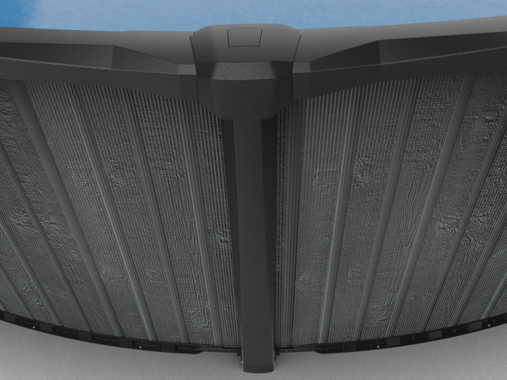 Close up of St. Germain swimming pool resin salt-friendly uprights