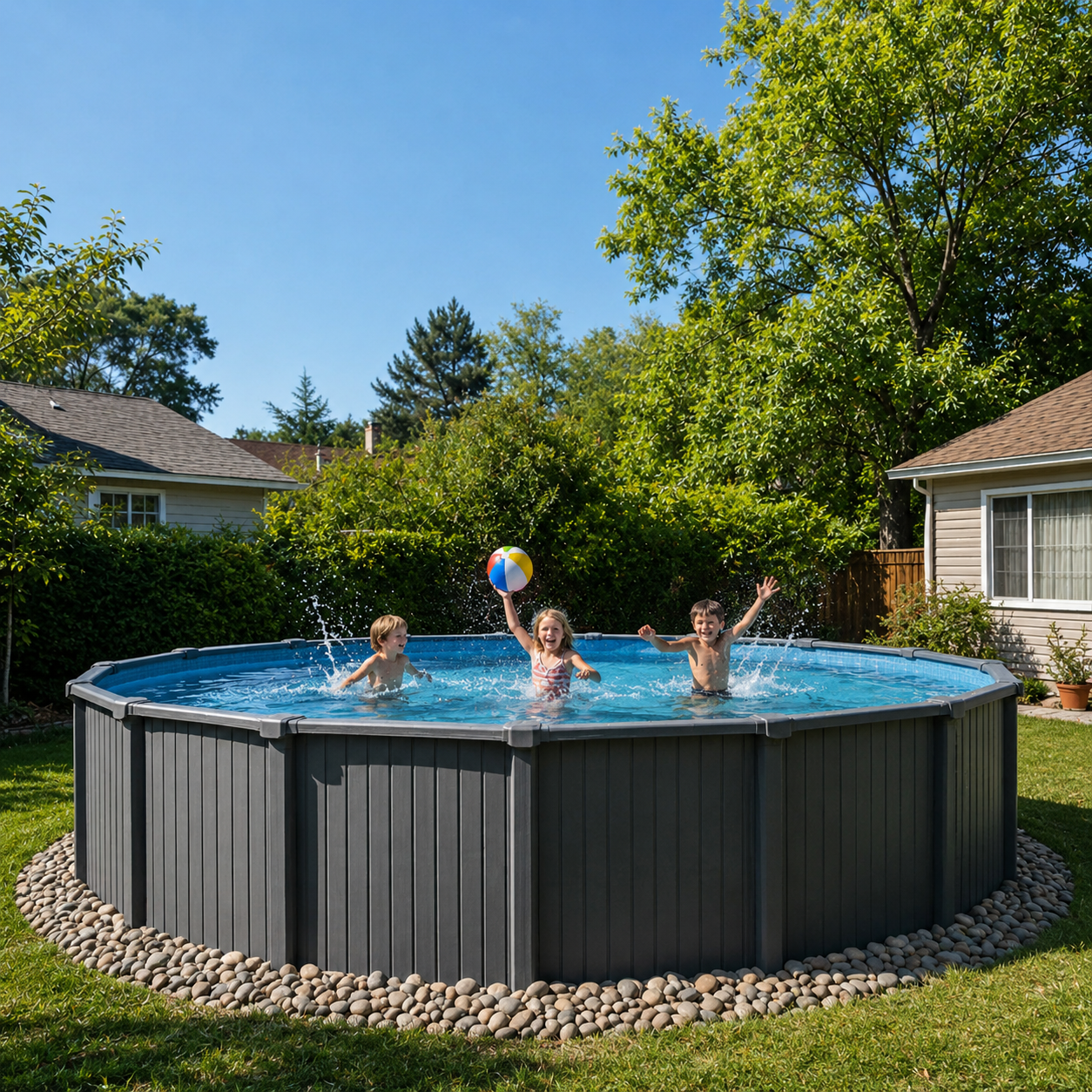 18' x 54" Round Saltwater Resin Above Ground Pool with Aluminum Wall | Closeout