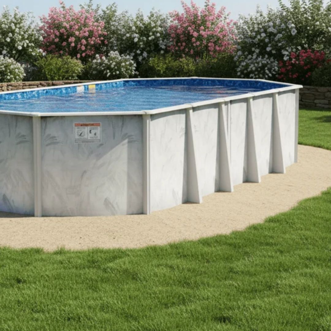 8' x 12' Oval 5" Steel Frame Coastal Pool & Bundle | 52"