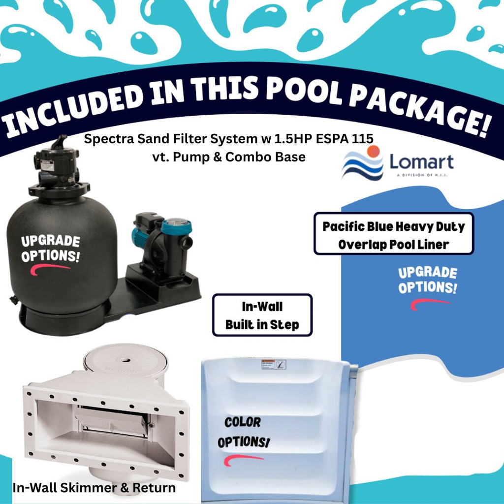 15' x 30' x 54" Oval Lomart Whispering Wind III Semi In-Ground Pool with In-Step & Package