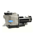 The 1.0 HP Blue Torrent Hi-Speed Pump by Swimming Pool Discounters features a black and gray cylindrical motor with plastic housing on a sturdy base, shown against a white background.