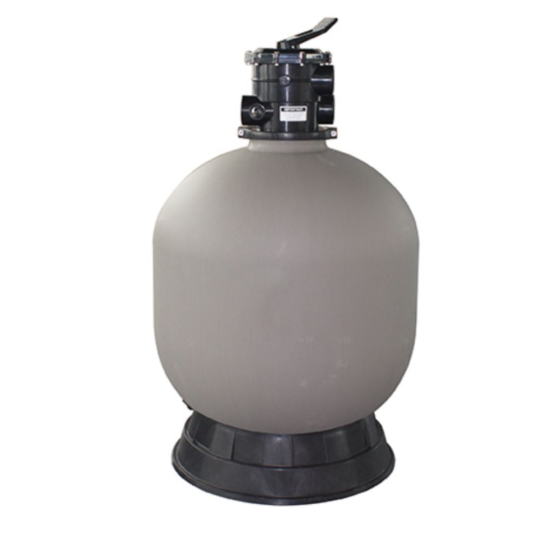 The SPD 31" Sand Filter Tank Only is a large, round, gray tank designed for swimming pool water filtration or use as a replacement sand filter for similar systems. Multiport valve and base not included.