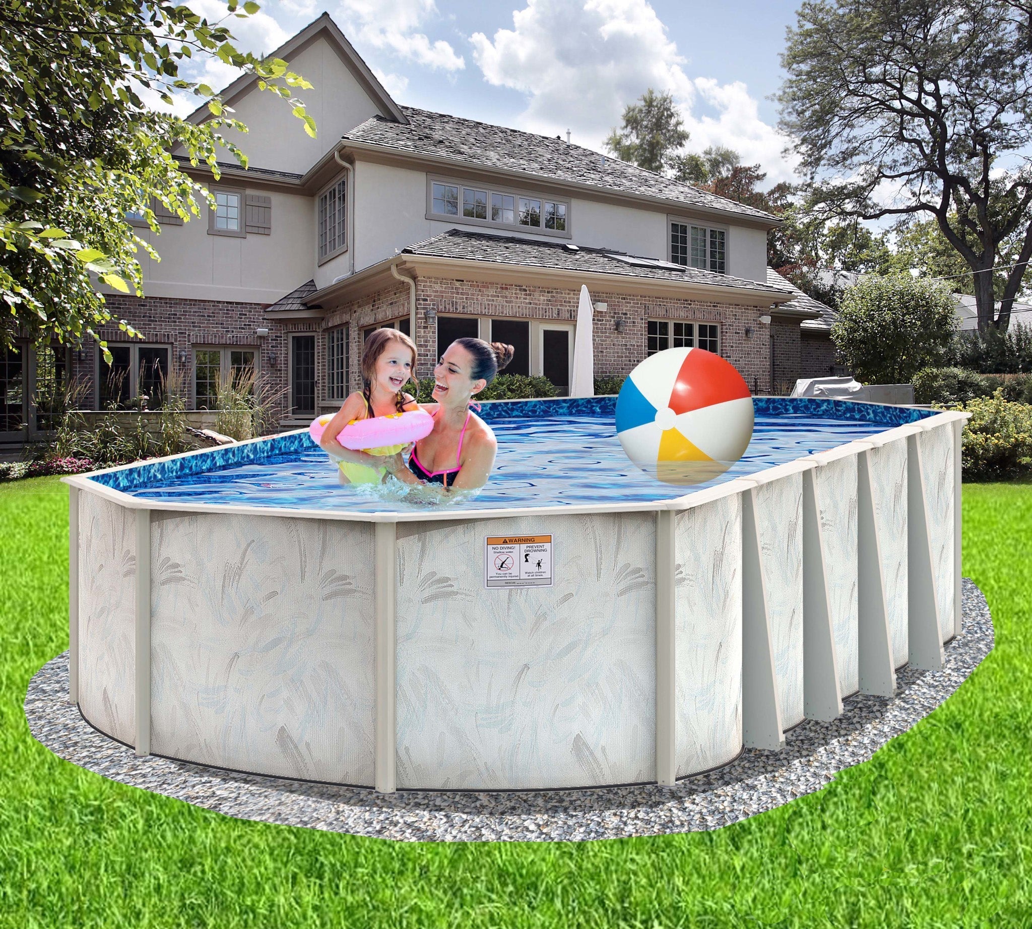 8' x 12' Oval 5" Steel Frame Coastal Pool & Bundle | 52" – Swimming ...