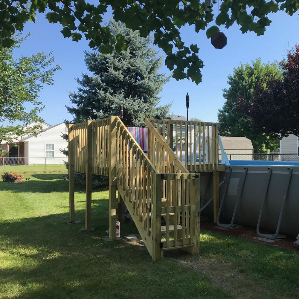 Above Ground swimming pool deck kit.  Connect a deck to any size or shape above ground pool.