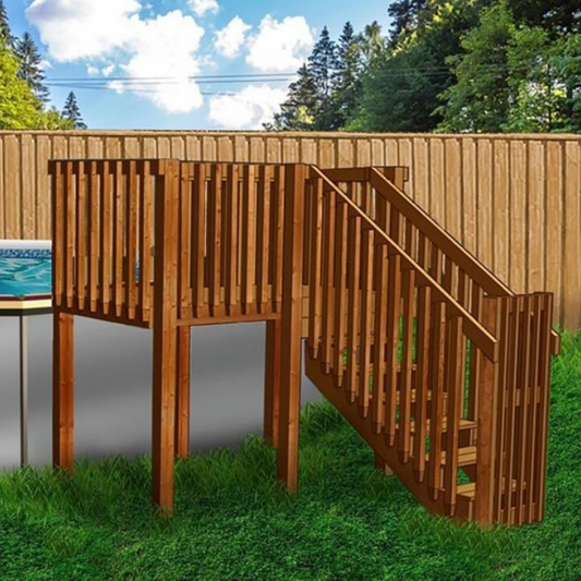 Above Ground swimming pool deck kit.  Connect a deck to any size or shape above ground pool.
