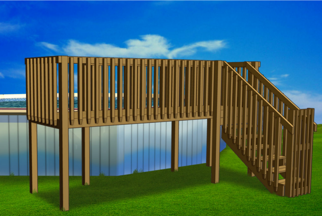 Above Ground swimming pool deck kit.  Connect a deck to any size or shape above ground pool.