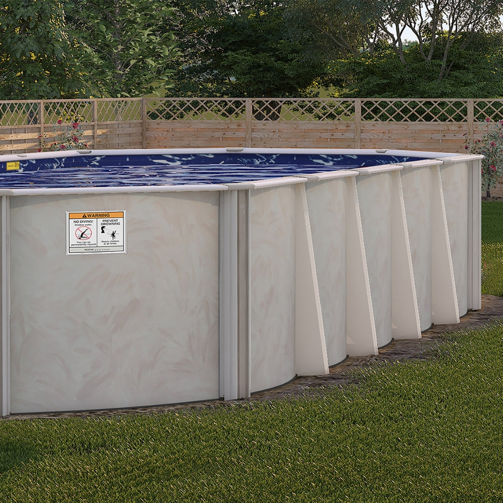 18' x 36' x 54" Oval Lomart Semi Inground Whispering Wind III Pool with In-Step & Package